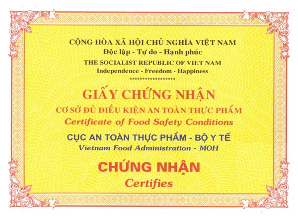 Cấp mới Giấy chứng nhận cơ sở đủ điều kiện An toàn thực phẩm năm 2019